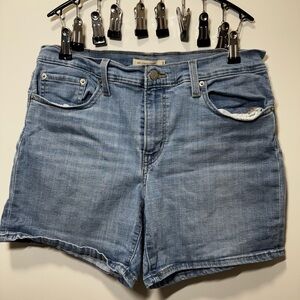Levi's Blue High-Waisted Jean Shorts